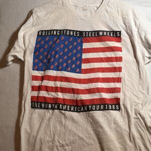 Vintage Rolling Stones Steel Wheels North American Tour T-Shirt Size l 1989 80s